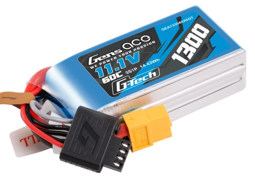 Gens Ace G-Tech LiPo - 3S 1300mAh 11.1V 3S1P (60C) XT60Plug