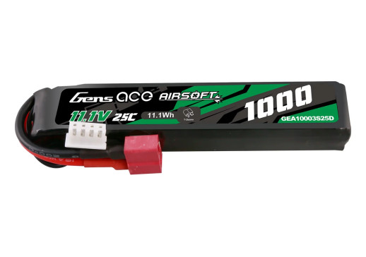 Airsoft Gens Ace LiPo - 3S 1000mAh 11.1V 3S1P (25C) s konektorem T-Dean